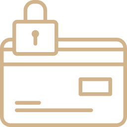 Icon of a credit card with a lock symbolizing security.