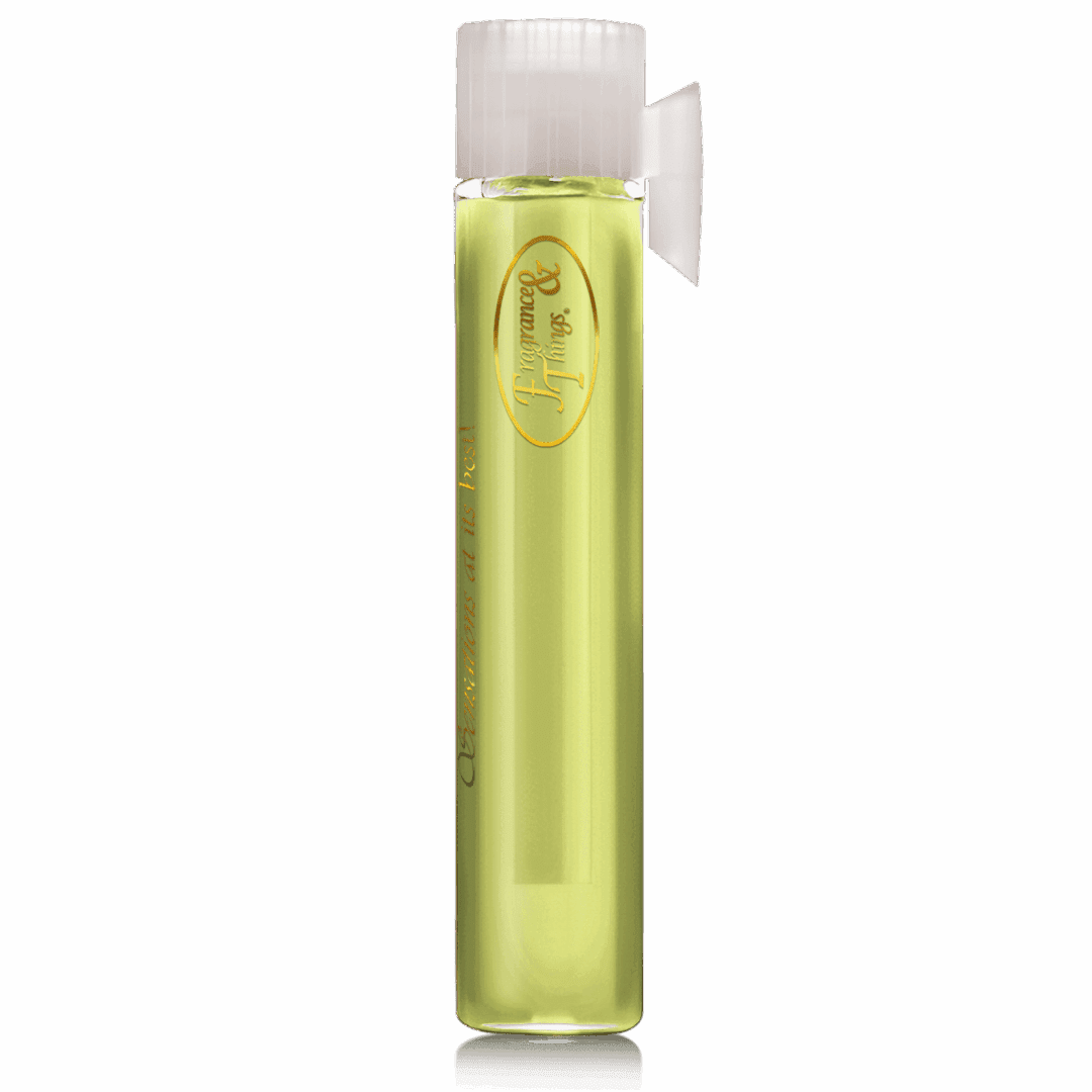 A tall, slender green bottle with a white cap and gold label.